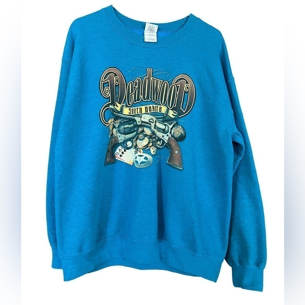 GILDAN South Dakota Deadwood vintage blue sweatshirt M